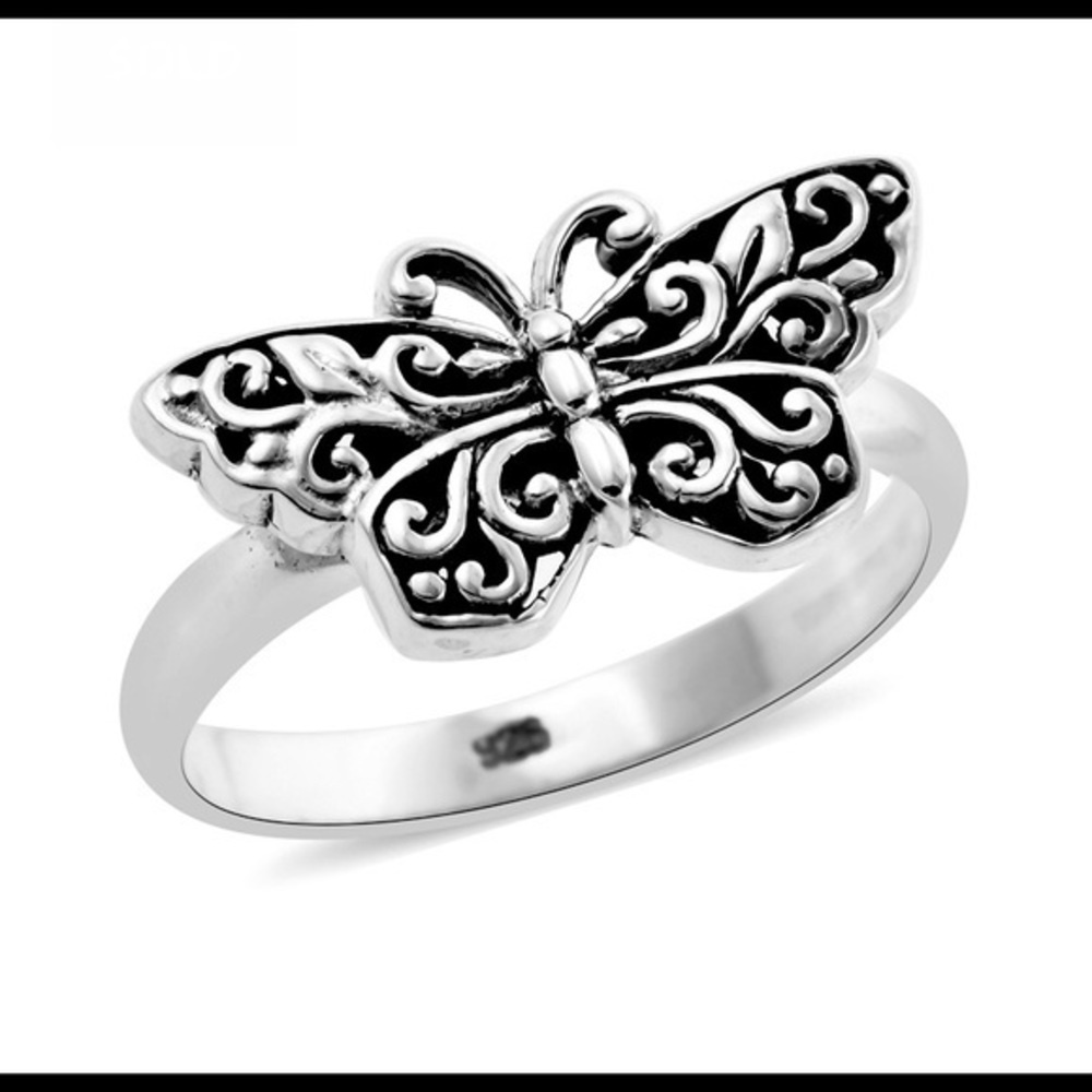 Bali sterling silver butterfly ring. size 11